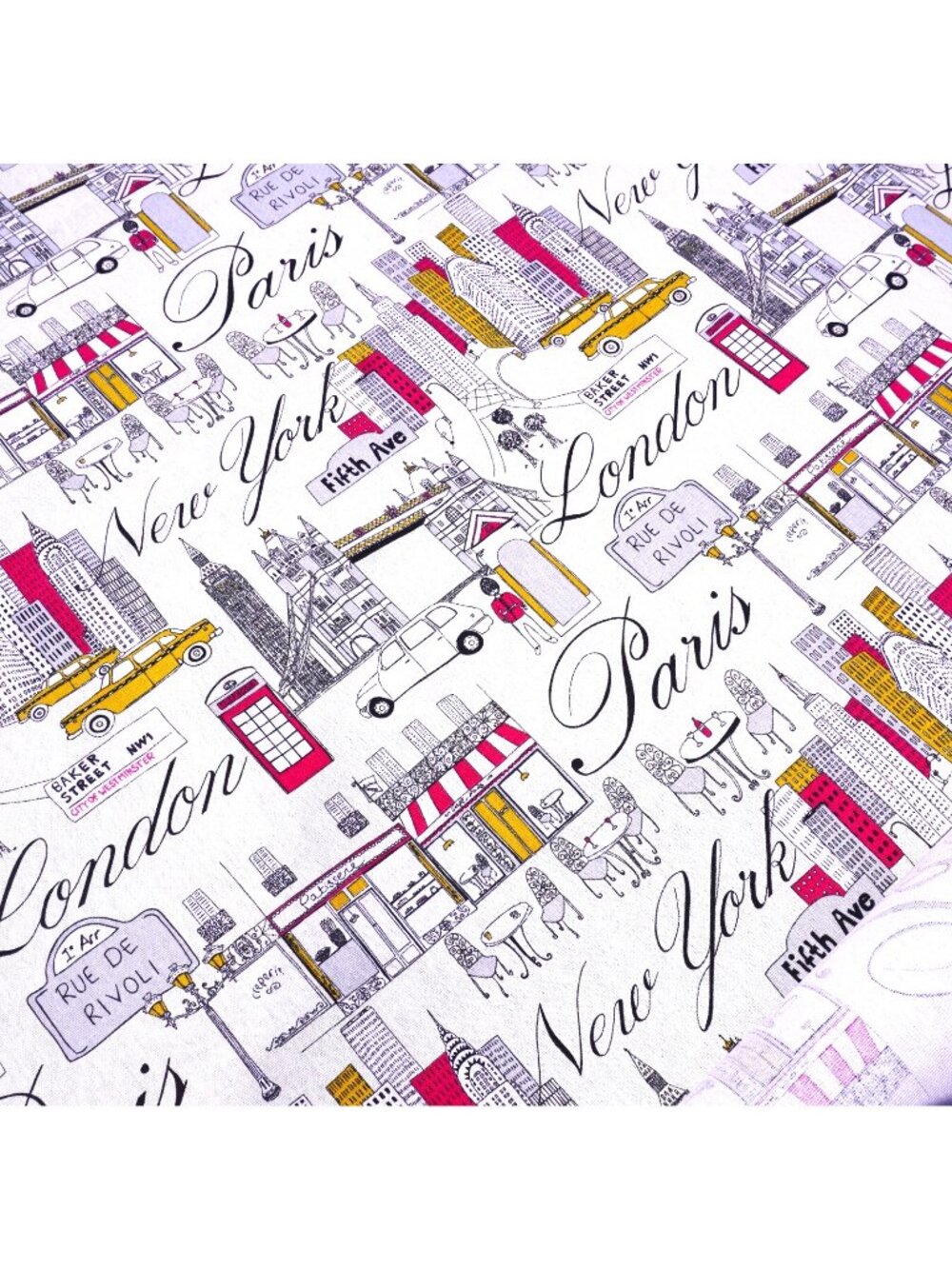 Kauffman Fabric Paris New York London 44” BTY Cityscape Cafe Taxi Travel